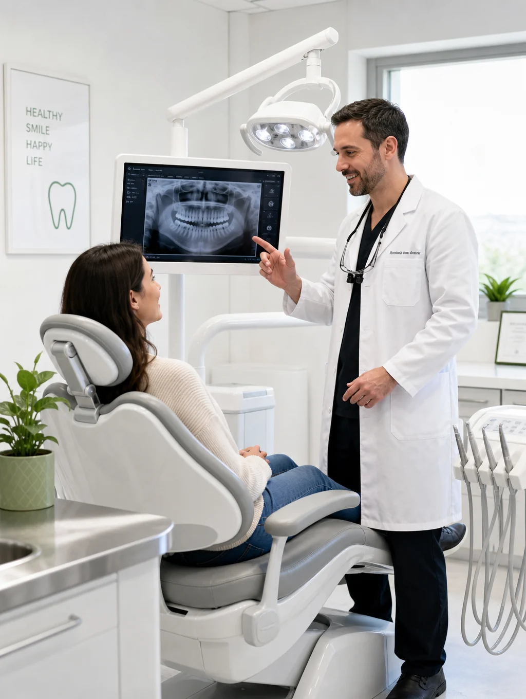 Dentist discussing treatment plan with patient