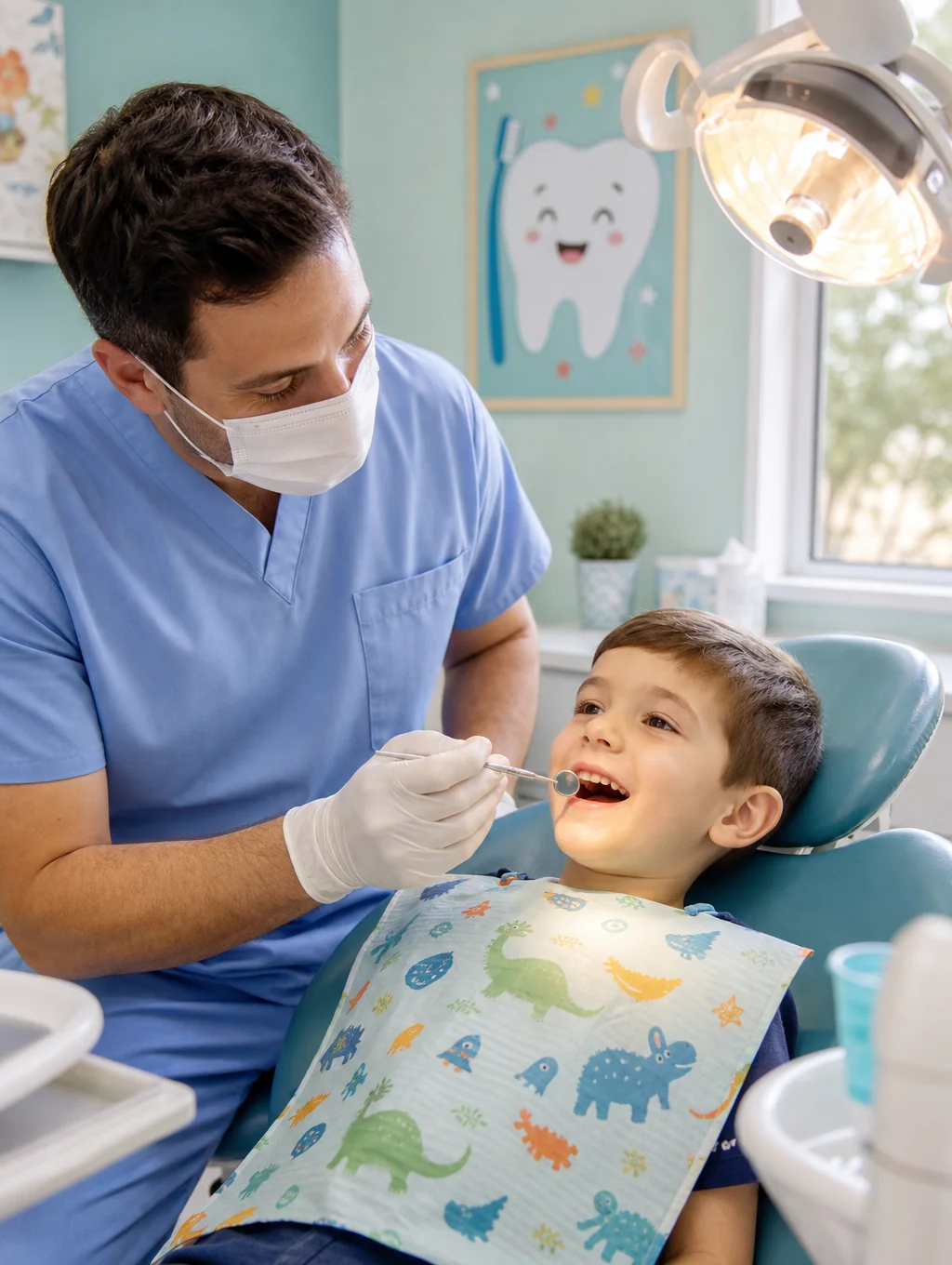 Dentist performing a gentle check-up