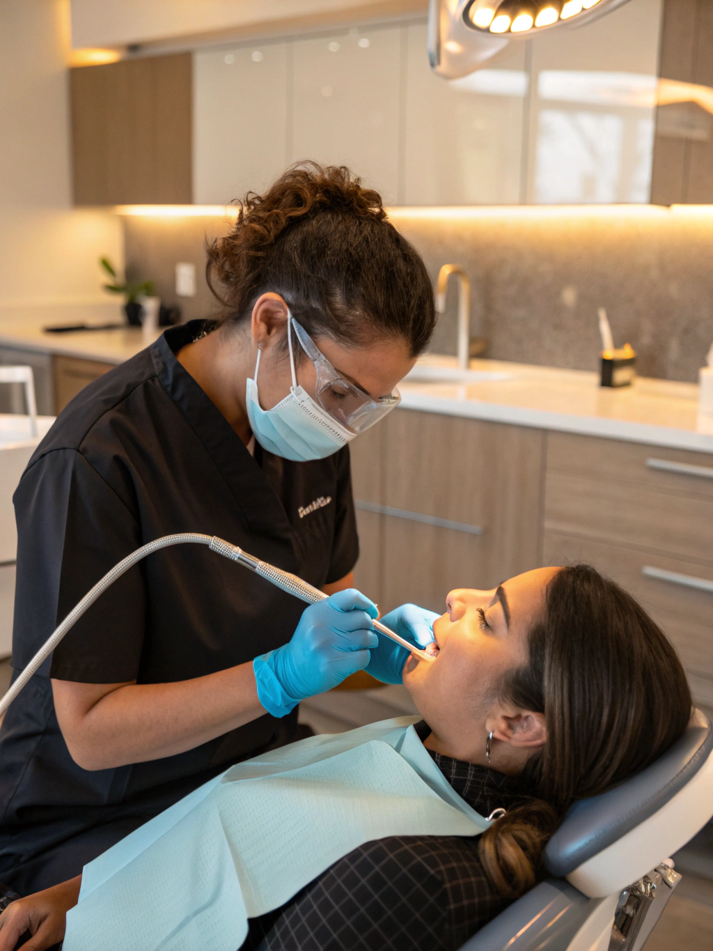 Hygienist performing a gentle cleaning