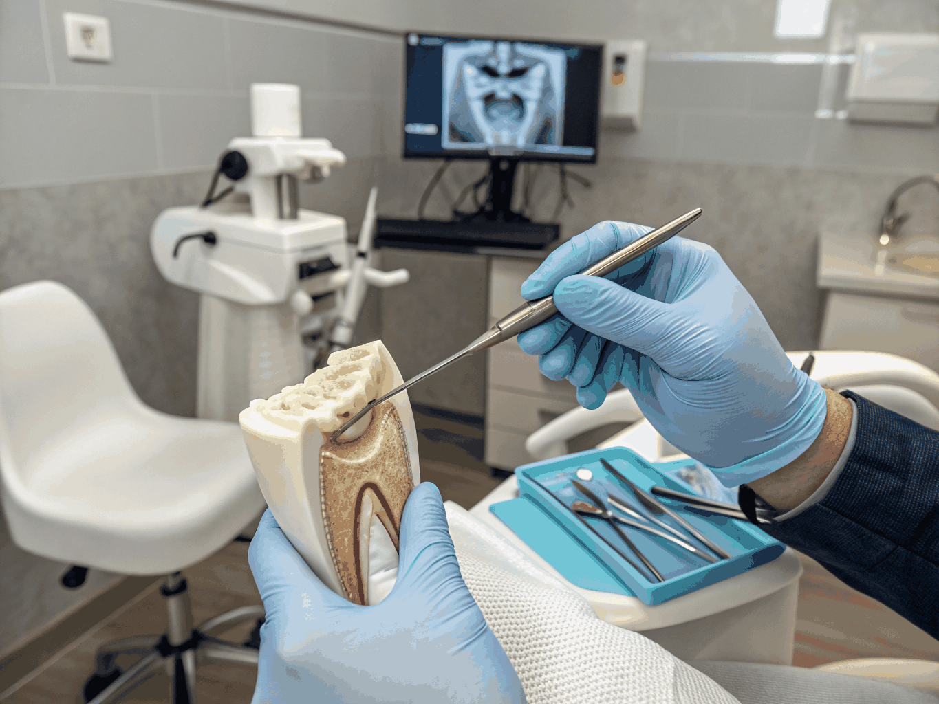Restorative dental procedure in progress